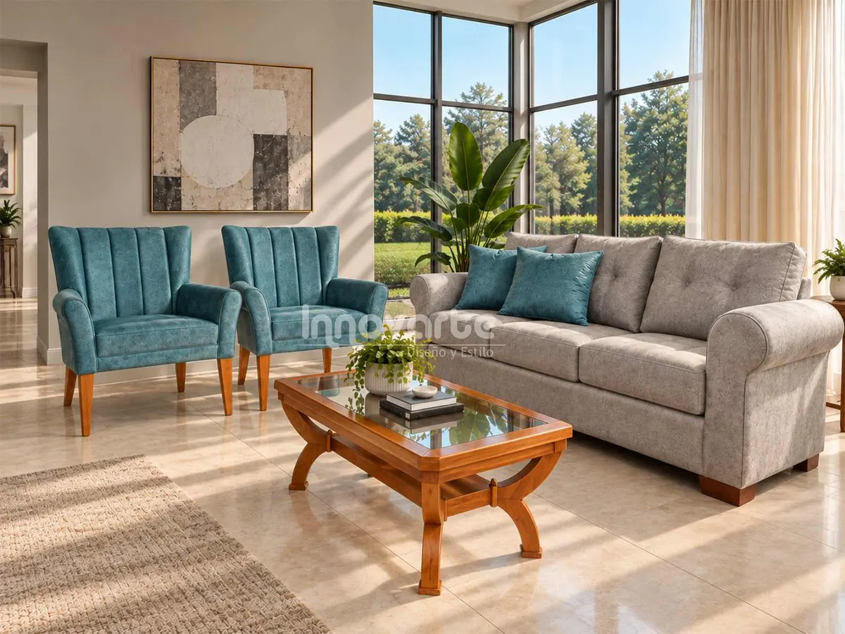 Sala Confortable de 3 Puestos con 2 Sillas Venecia y Mesa Marsella