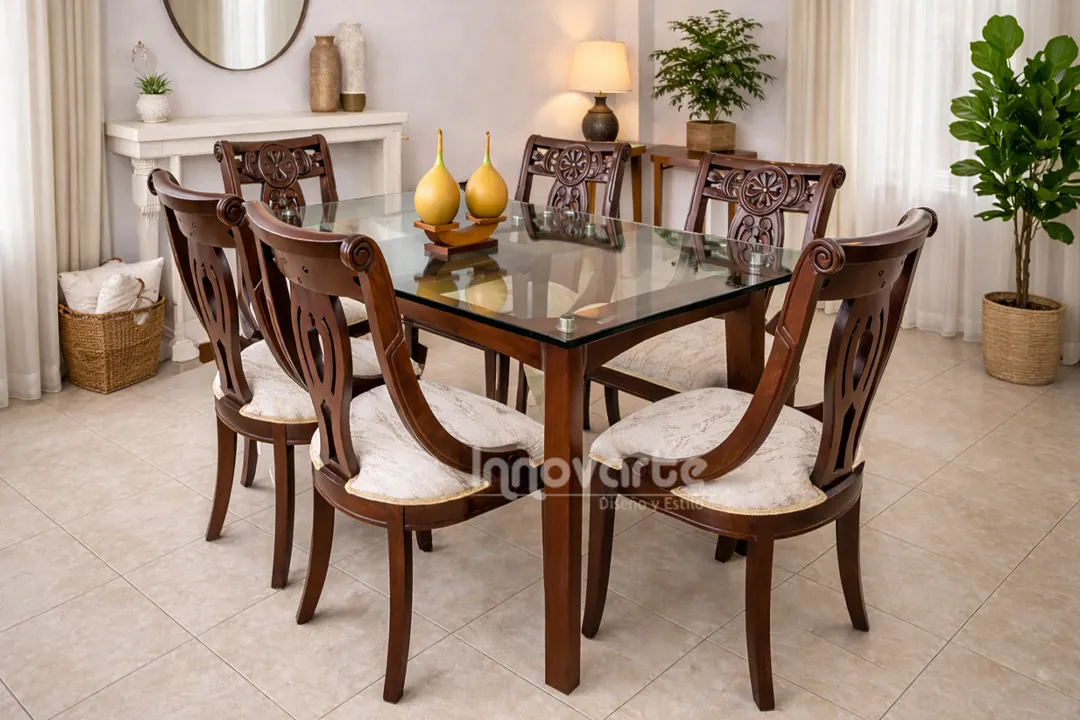 Comedor Clasico Girasol 6 puestos tabaco
