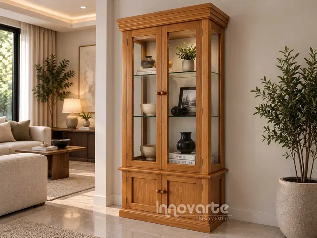 Vitrina Clásica Grande de 2 Puertas en Cedro Macizo
