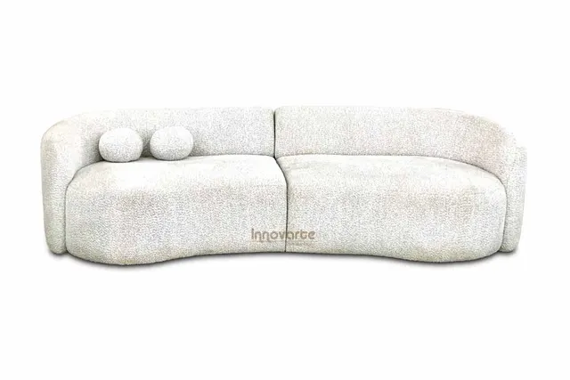 Sofá nórdico curvo Hug New Bouclé, vista 2
