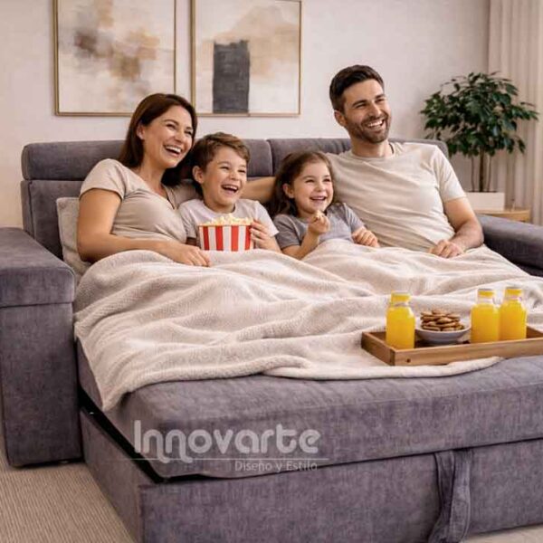 Sofacama Atenas de 3 posiciones, ideal como sofá, posición intermedia para ver películas y cama para dormir con mayor confort