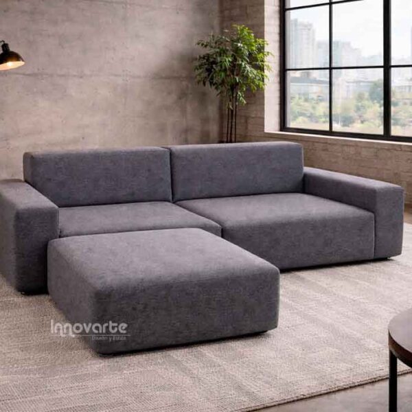 Sala en L modular Camelot color gris, ideal para espacios modernos, cómodos y con estilo contemporáneo